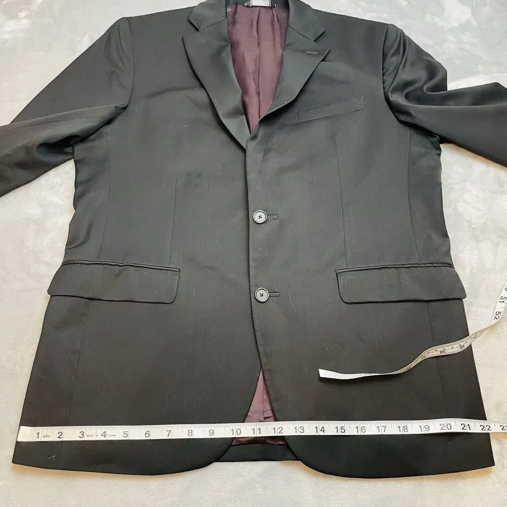 Saks Fifth Avenue Mens‎ Everest Blazer Jacket Size 42R Black Marzotto 100% Wool
